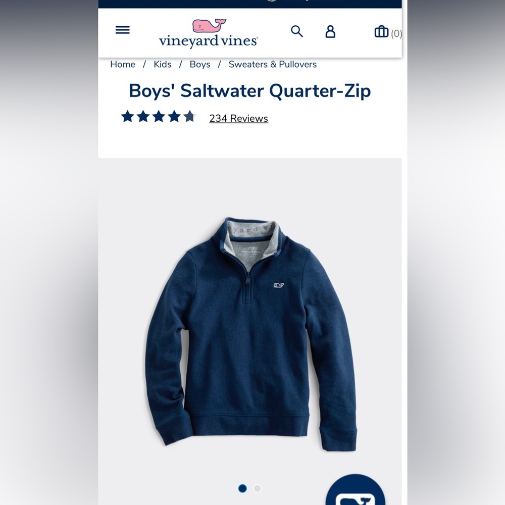 EUC, Vineyard Vines, Navy quarter zip pullover. Size Boys/Youth Large, 14 - 16